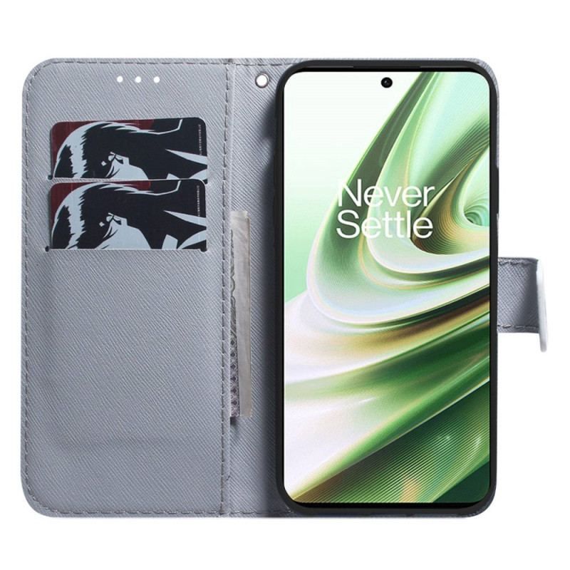 Flip Cover OnePlus Nord 2T 5G Med Snor Strappy Abrikos Blomster