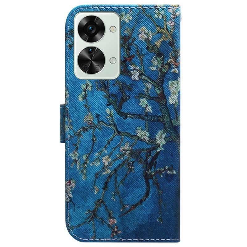 Flip Cover OnePlus Nord 2T 5G Med Snor Strappy Abrikos Blomster