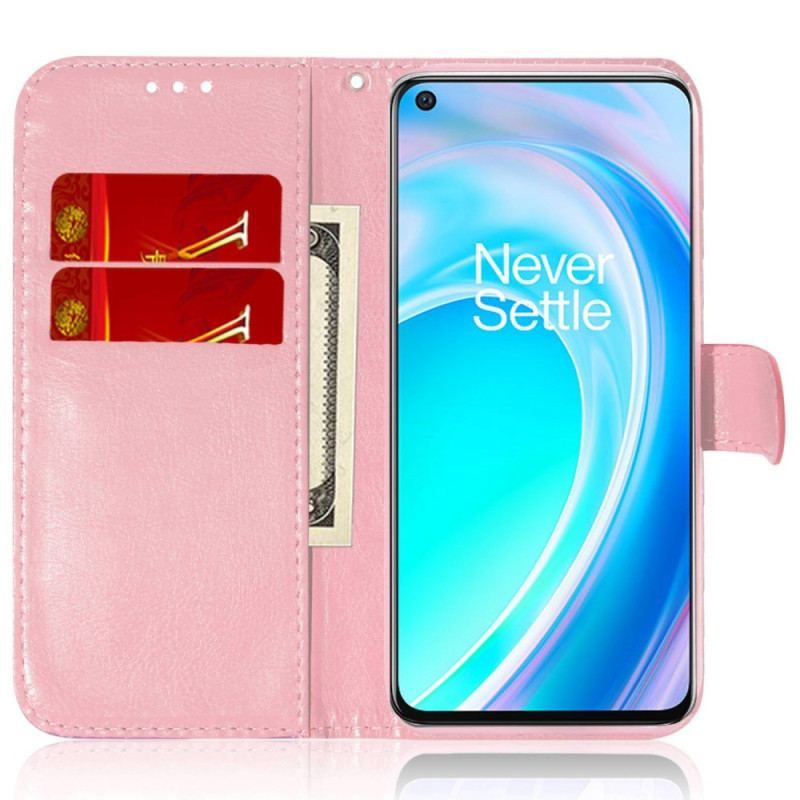 Flip Cover OnePlus Nord 2T 5G Med Snor Strappy Geometriske Blomster