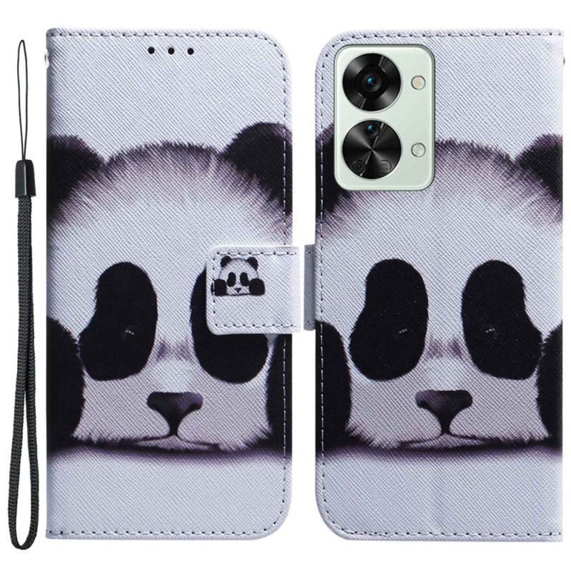 Flip Cover OnePlus Nord 2T 5G Med Snor Strappy Panda