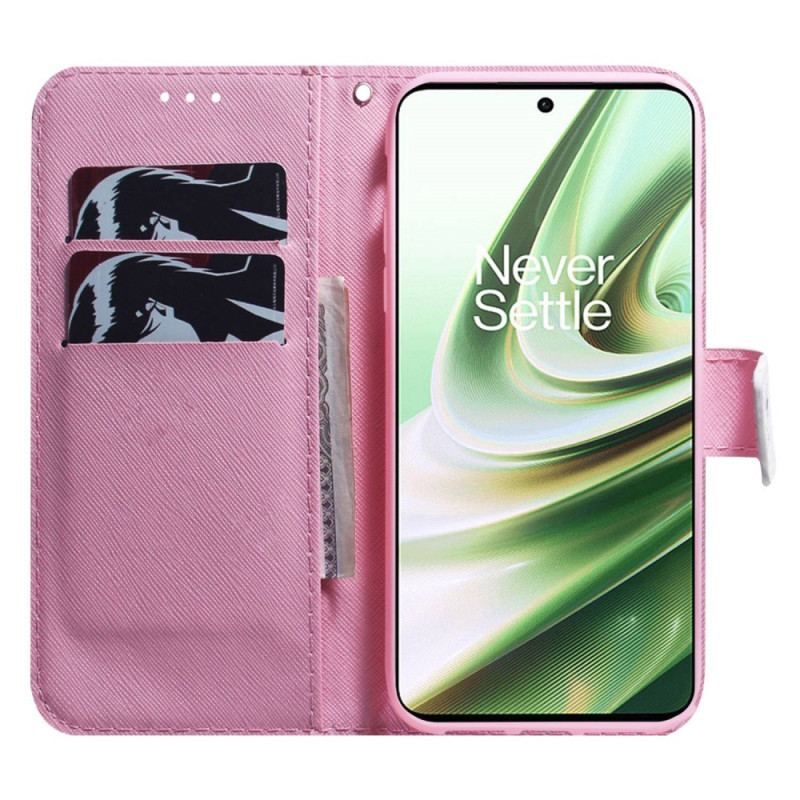 Flip Cover OnePlus Nord 2T 5G Med Snor Strappy Rose Flower