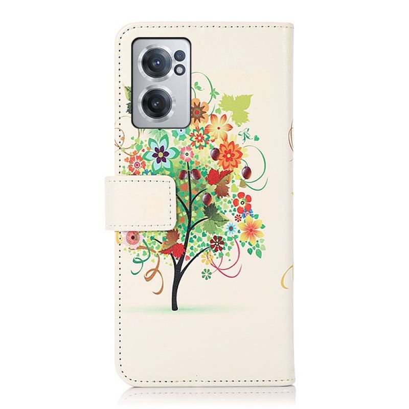 Flip Cover OnePlus Nord CE 2 5G Blomstrende Flerfarvet Træ