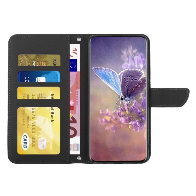 Flip Cover OnePlus Nord CE 2 5G Med Snor Sommerfugle Og Blomsterrem