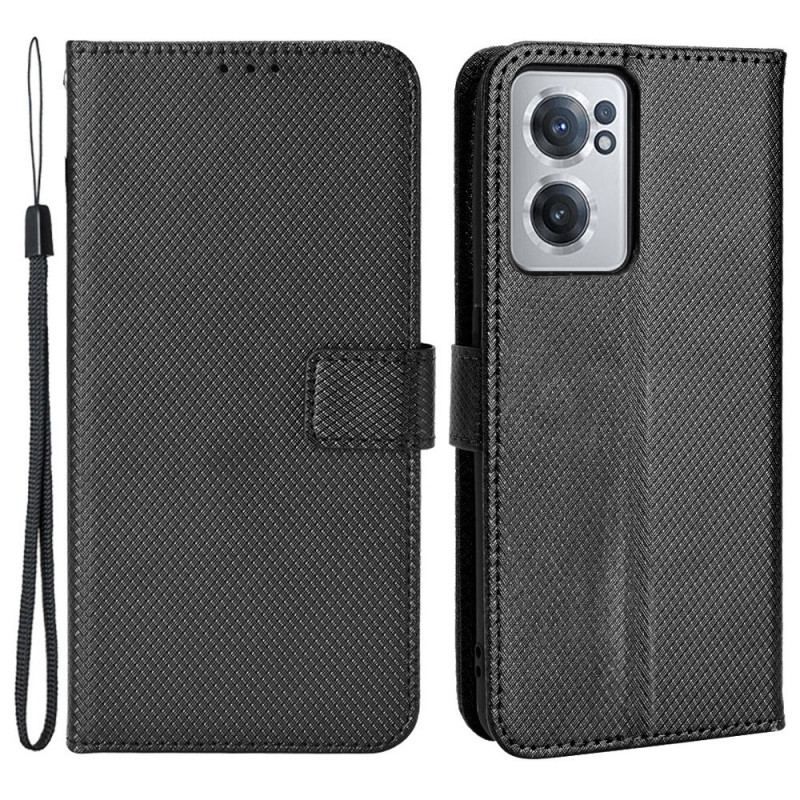 Flip Cover OnePlus Nord CE 2 5G Med Snor Strappy Diamond Texture