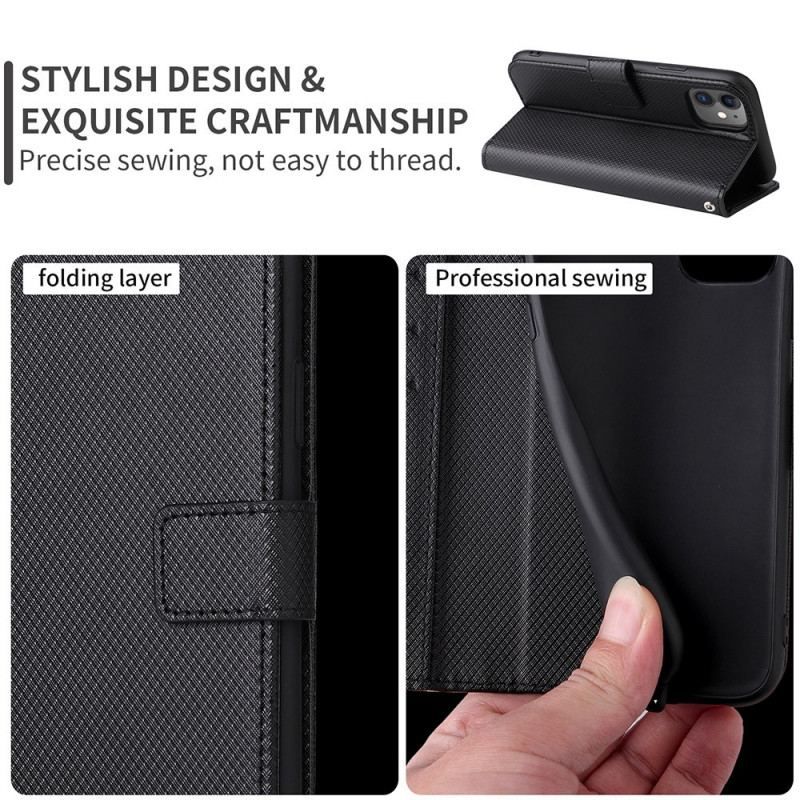 Flip Cover OnePlus Nord CE 2 5G Med Snor Strappy Diamond Texture