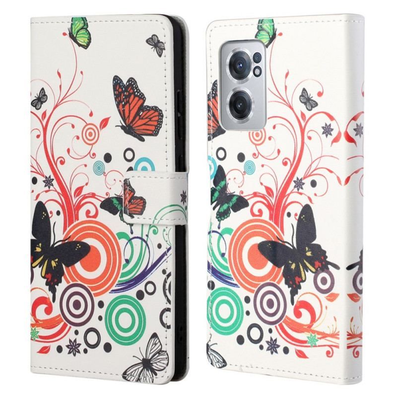 Flip Cover OnePlus Nord CE 2 5G Natur Og Sommerfugle