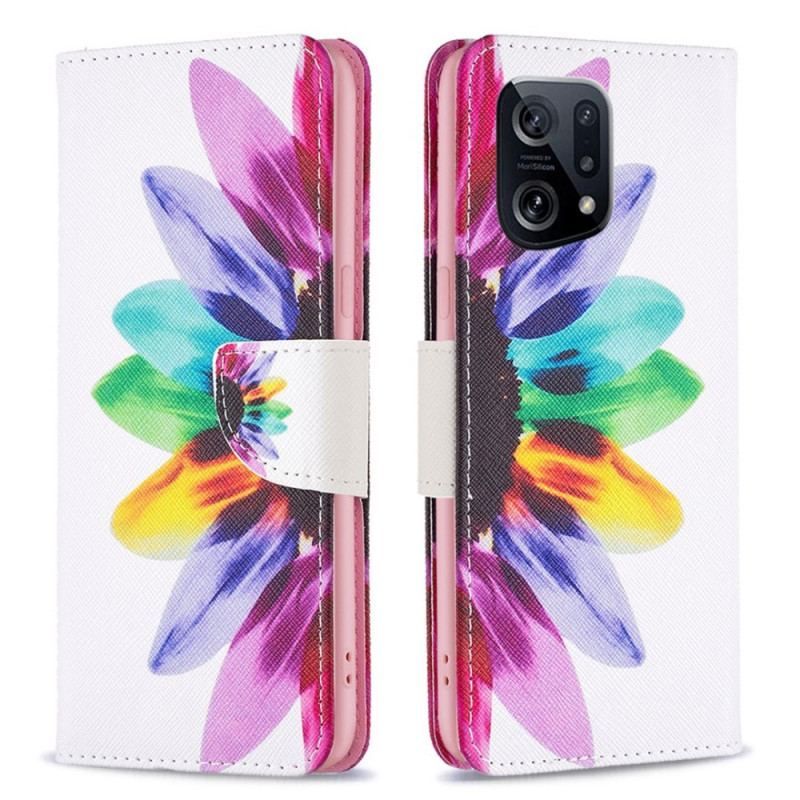 Flip Cover Oppo Find X5 Akvarel Blomst