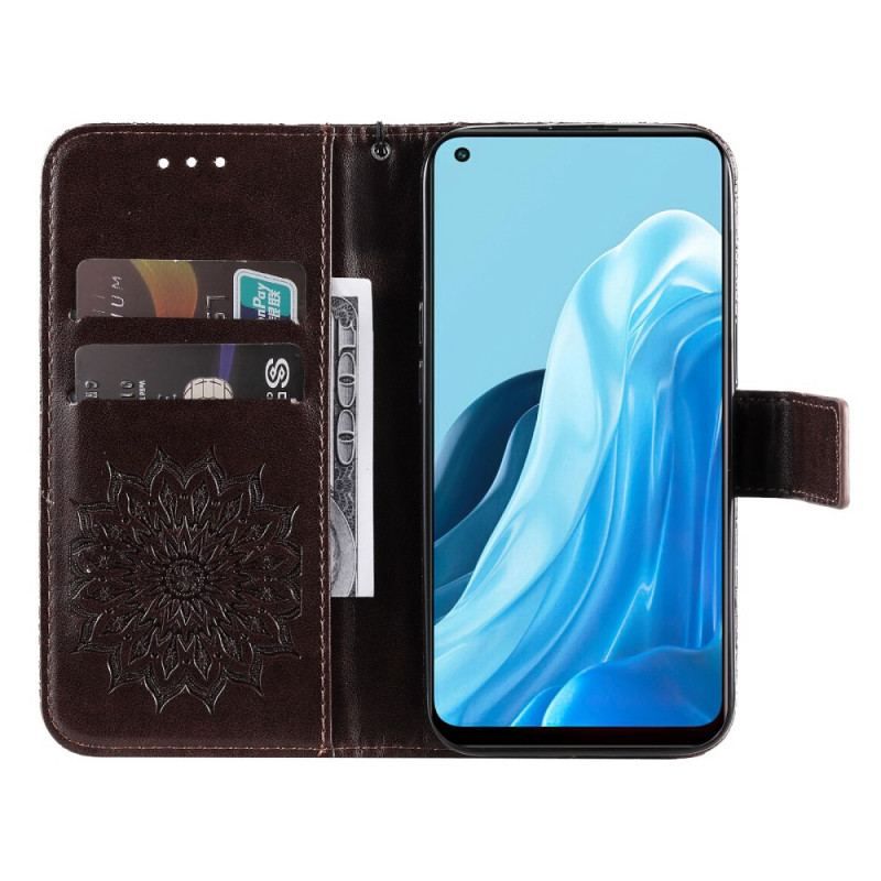 Flip Cover Oppo Find X5 Lite Med Snor Strappy Sun Mandala