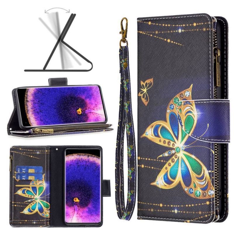 Flip Cover Oppo Find X5 Lite Royal Butterfly-lomme Med Lynlås