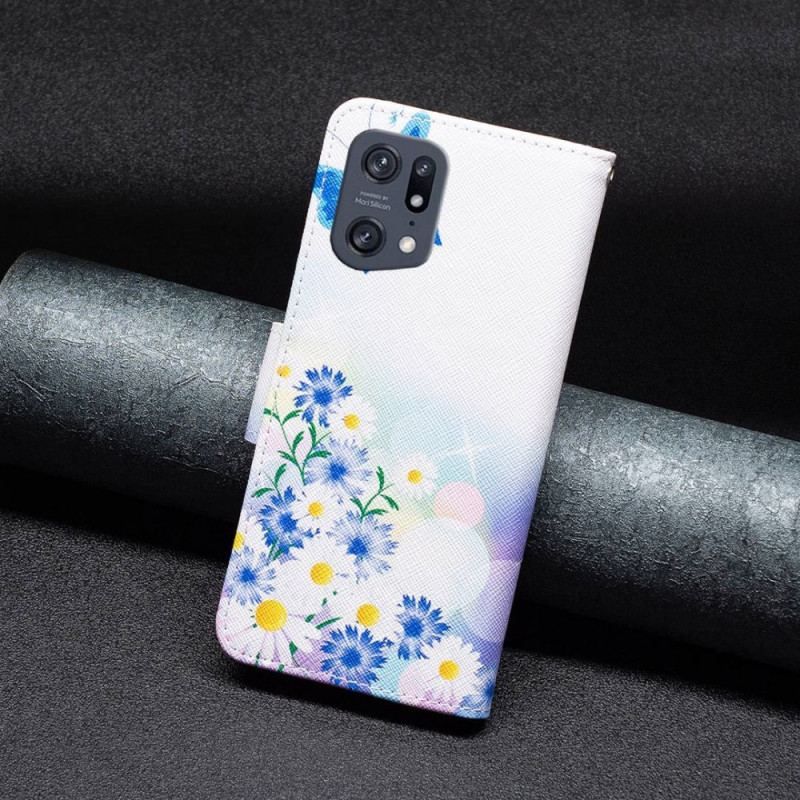 Flip Cover Oppo Find X5 Pro Akvarel Sommerfugle