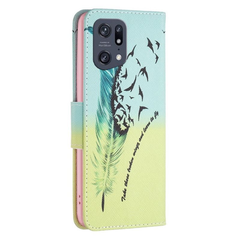 Flip Cover Oppo Find X5 Pro Fjer