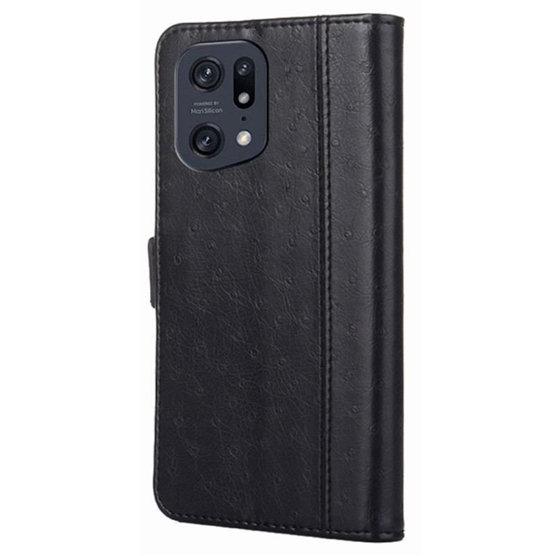 Flip Cover Oppo Find X5 Pro Tofarvet Struds Hudtekstur