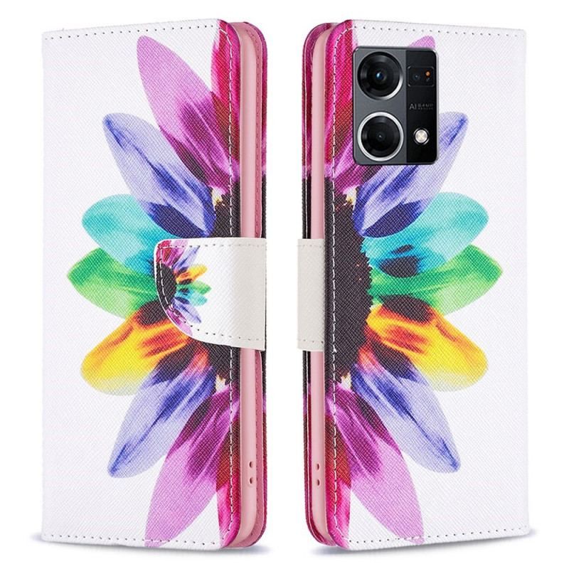 Flip Cover Oppo Reno 7 Akvarel Blomst