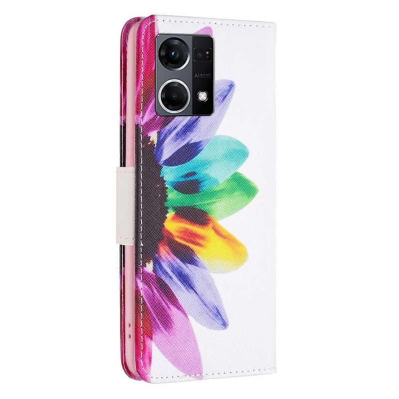 Flip Cover Oppo Reno 7 Akvarel Blomst