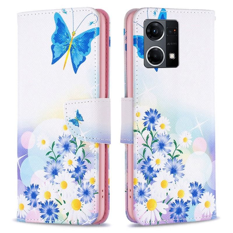 Flip Cover Oppo Reno 7 Akvarel Sommerfugle