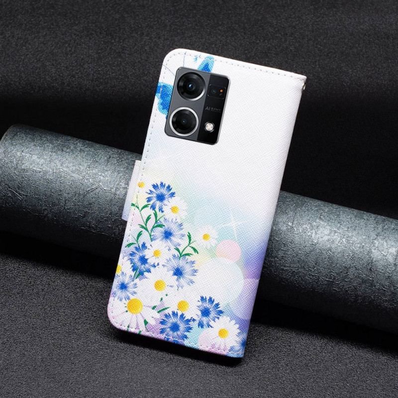 Flip Cover Oppo Reno 7 Akvarel Sommerfugle