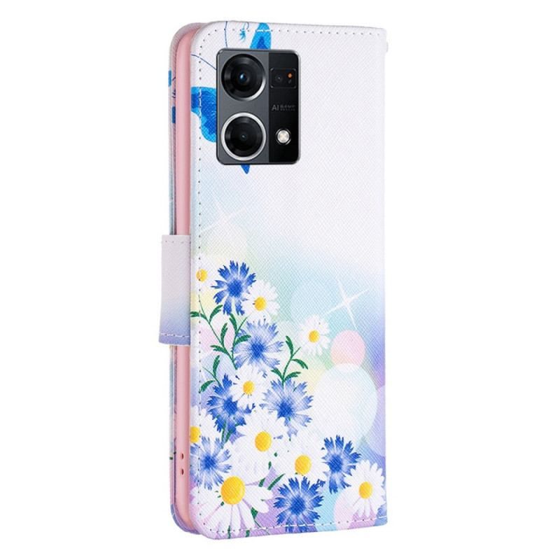 Flip Cover Oppo Reno 7 Akvarel Sommerfugle