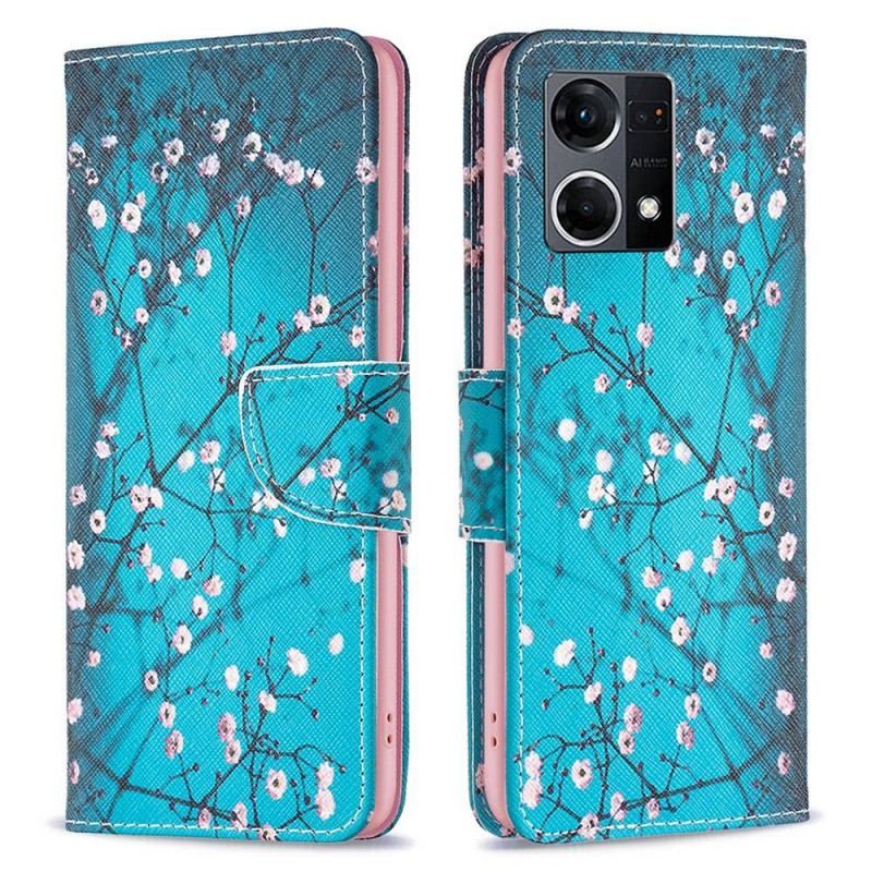 Flip Cover Oppo Reno 7 Blomstrende Grene