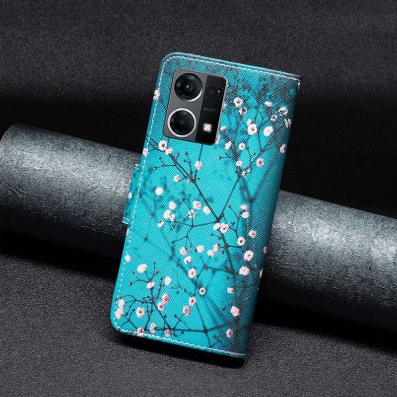 Flip Cover Oppo Reno 7 Blomstrende Grene