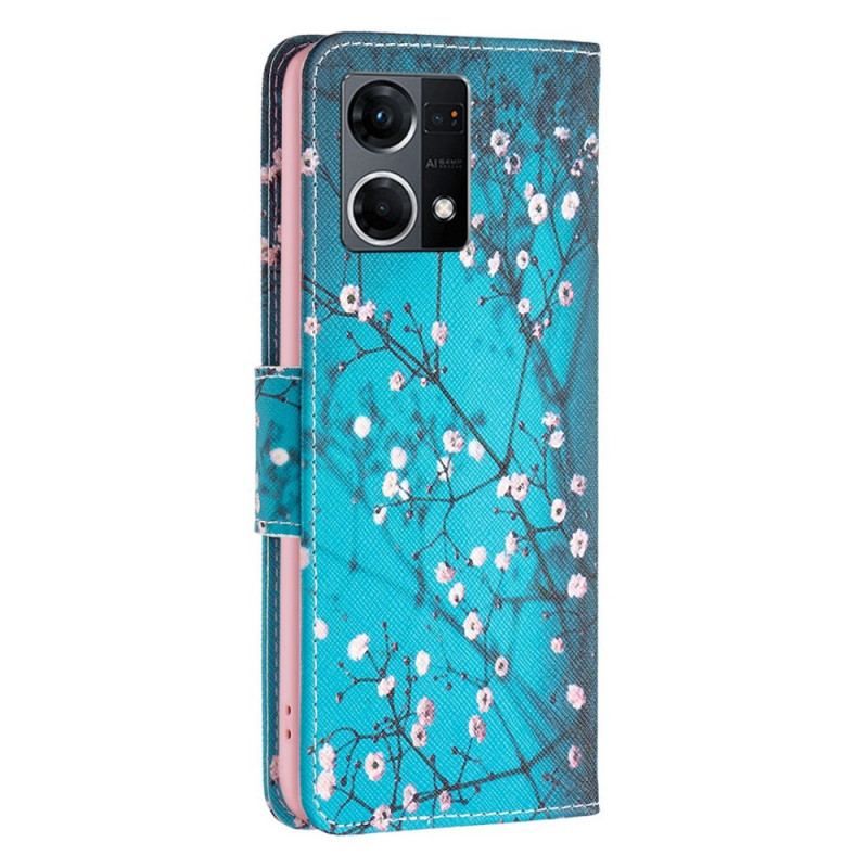 Flip Cover Oppo Reno 7 Blomstrende Grene