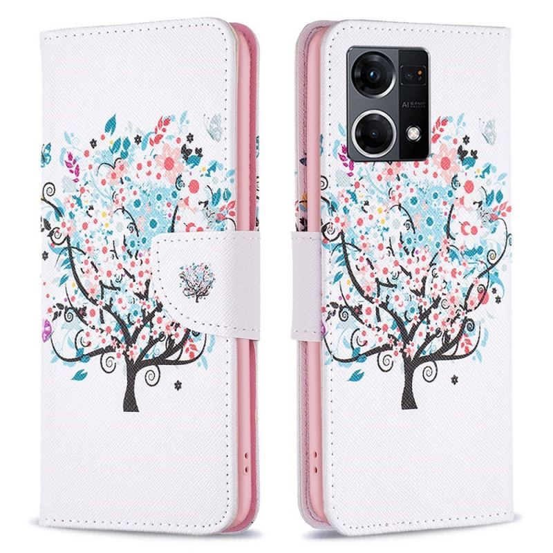 Flip Cover Oppo Reno 7 Blomstret Træ