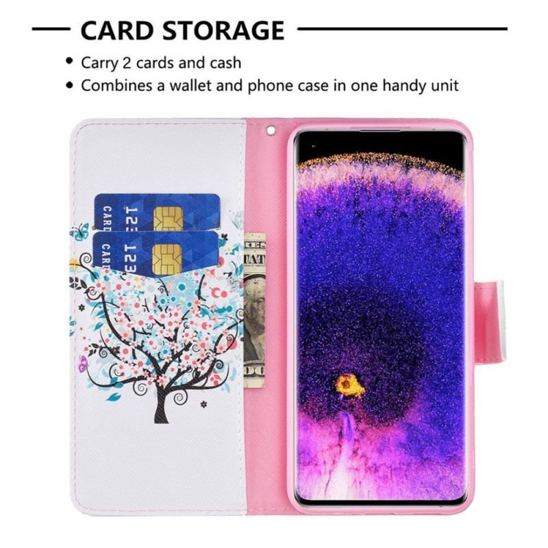 Flip Cover Oppo Reno 7 Blomstret Træ