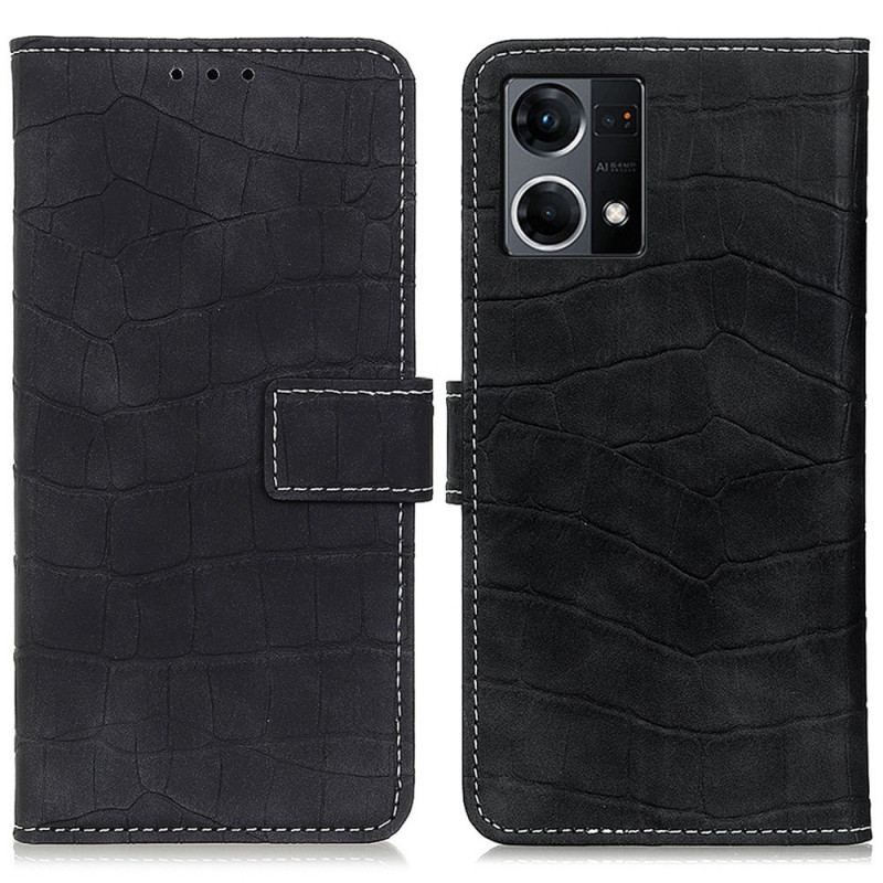 Flip Cover Oppo Reno 7 Krokodillehudstil