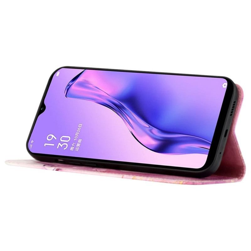 Flip Cover Oppo Reno 7 Med Snor Strip Marmor