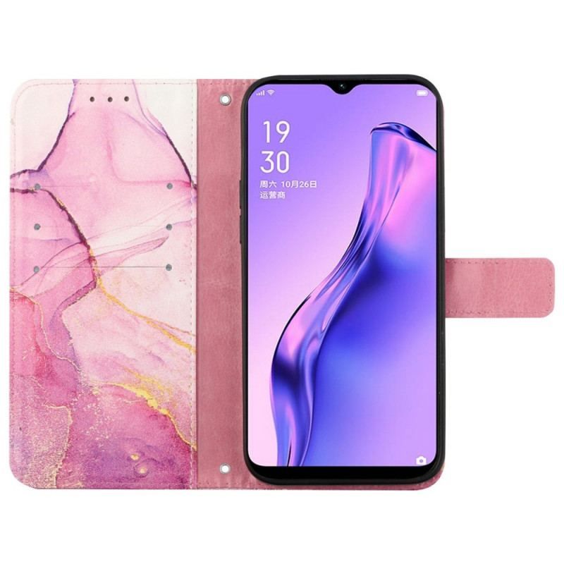 Flip Cover Oppo Reno 7 Med Snor Strip Marmor