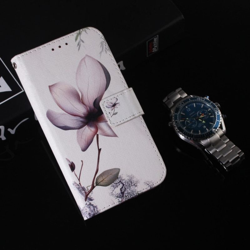 Flip Cover Oppo Reno 8 Lite Lyserød Blomst