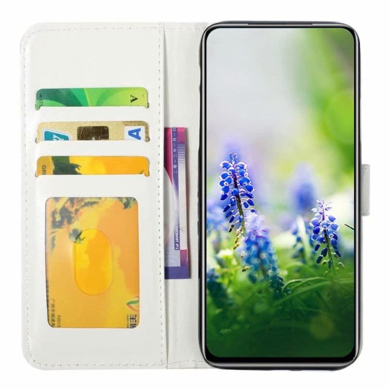 Flip Cover Oppo Reno 8 Lite Med Snor Blå Sommerfugle Med Rem