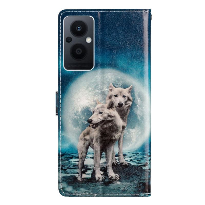 Flip Cover Oppo Reno 8 Lite Med Snor Lanyard Wolf