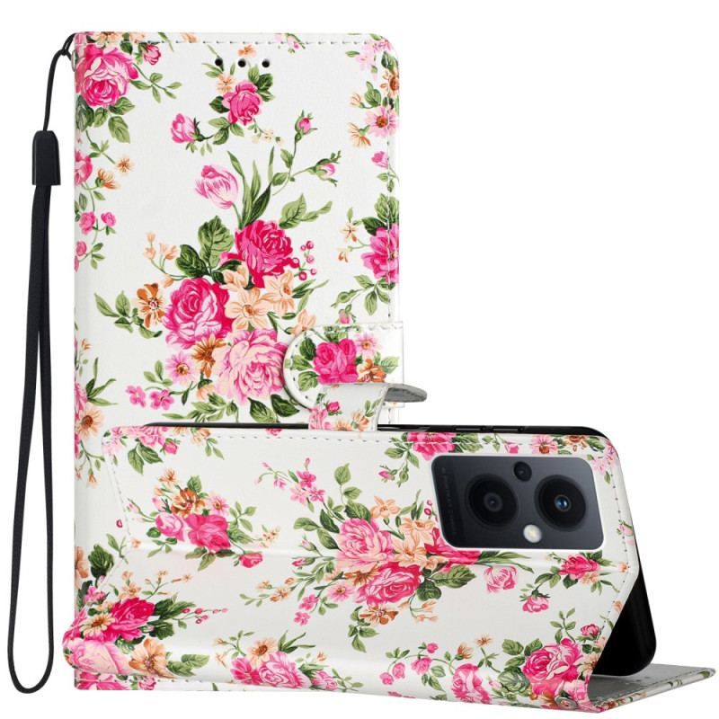 Flip Cover Oppo Reno 8 Lite Med Snor Rem Liberty Flowers