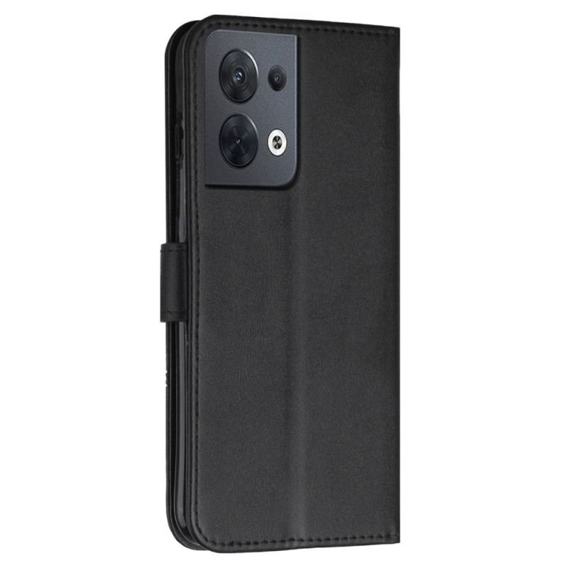 Flip Cover Oppo Reno 8 Med Snor Strappy Geometrisk Lædereffekt