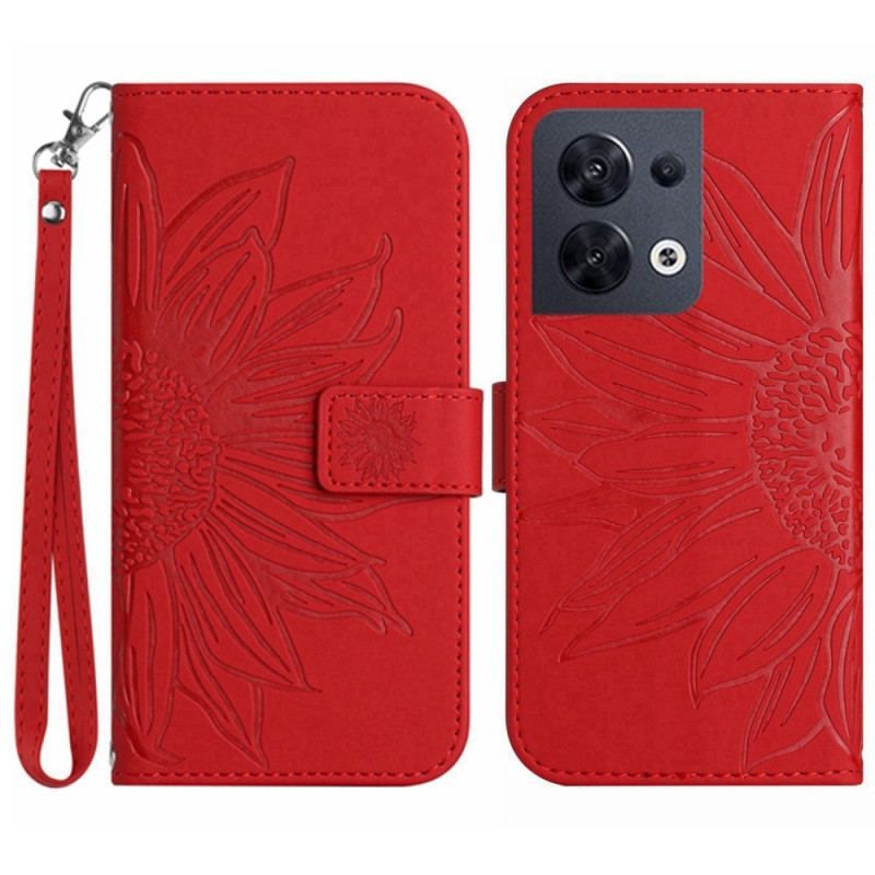 Flip Cover Oppo Reno 8 Med Snor Strappy Solsikke