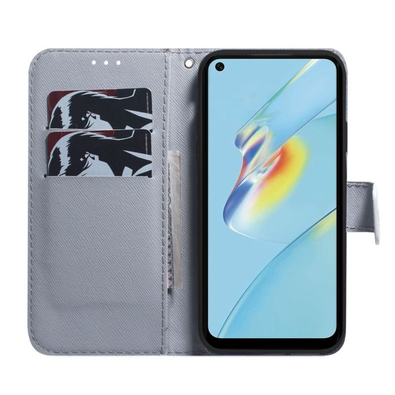 Flip Cover Oppo Reno 8 Med Snor Strappy White Tiger