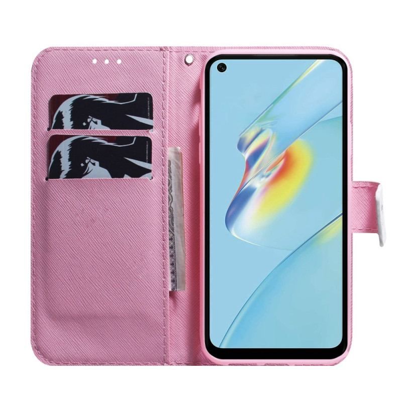 Flip Cover Oppo Reno 8 Med Snor Vintage Strappy Blomst