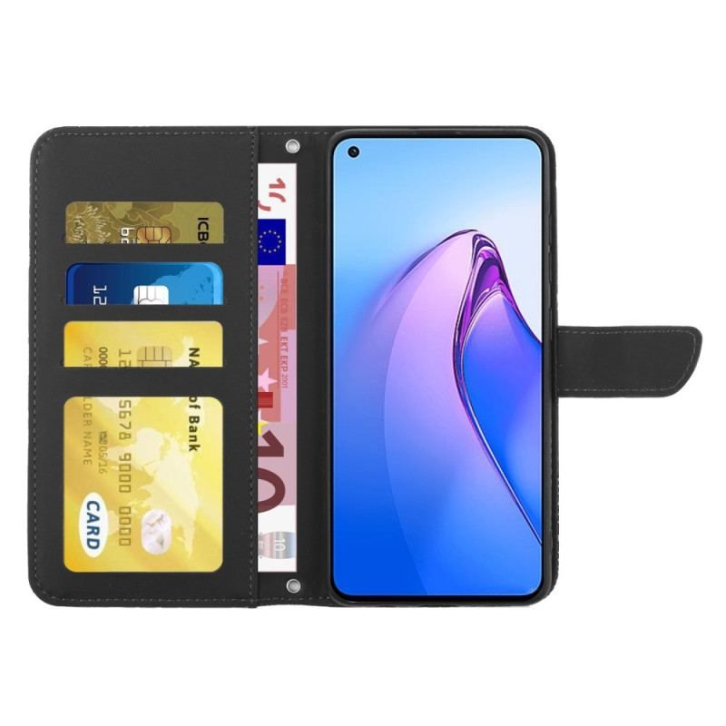 Flip Cover Oppo Reno 8 Sommerfugle Og Skulderrem