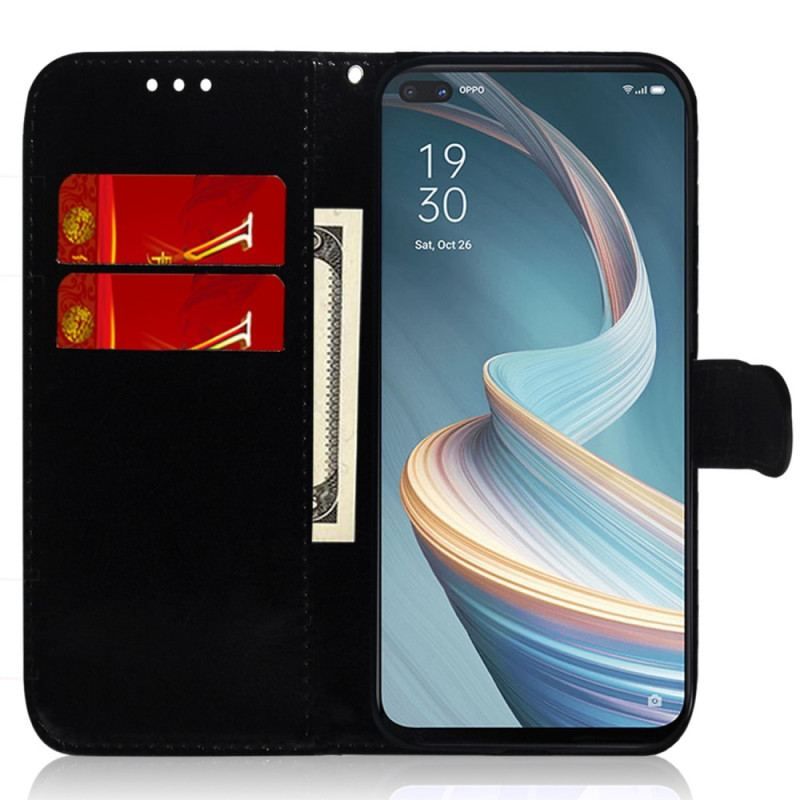 Flip Cover Oppo Reno 8 Spejl Og Snor