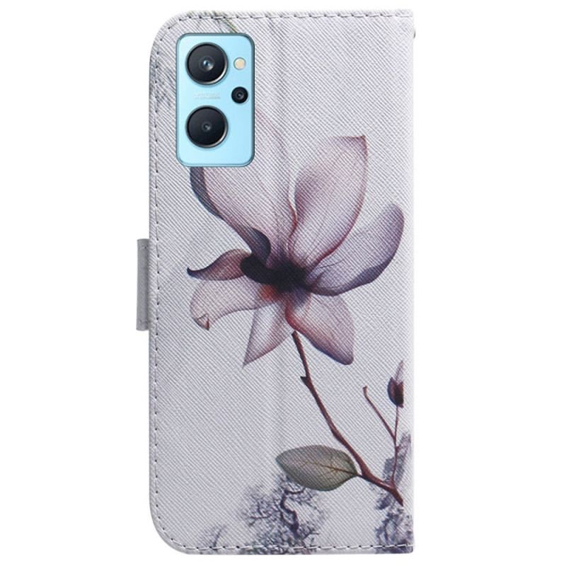 Flip Cover Realme 9i Lyserød Blomst