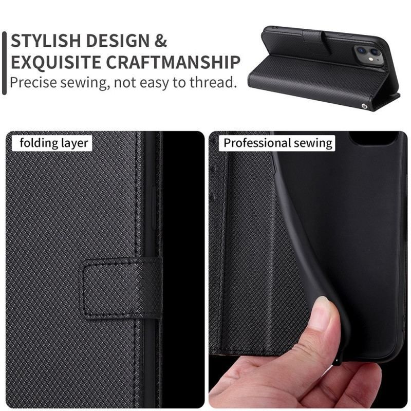 Flip Cover Realme C30 Med Snor Strappy Diamond Texture