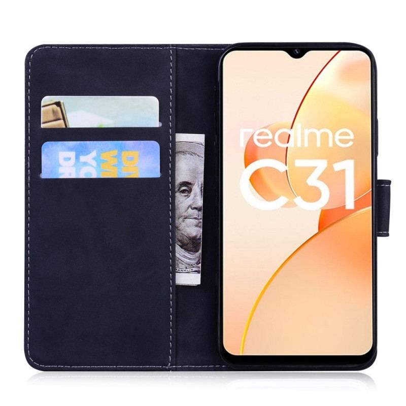 Flip Cover Realme C31 Tiger Ansigtsprint