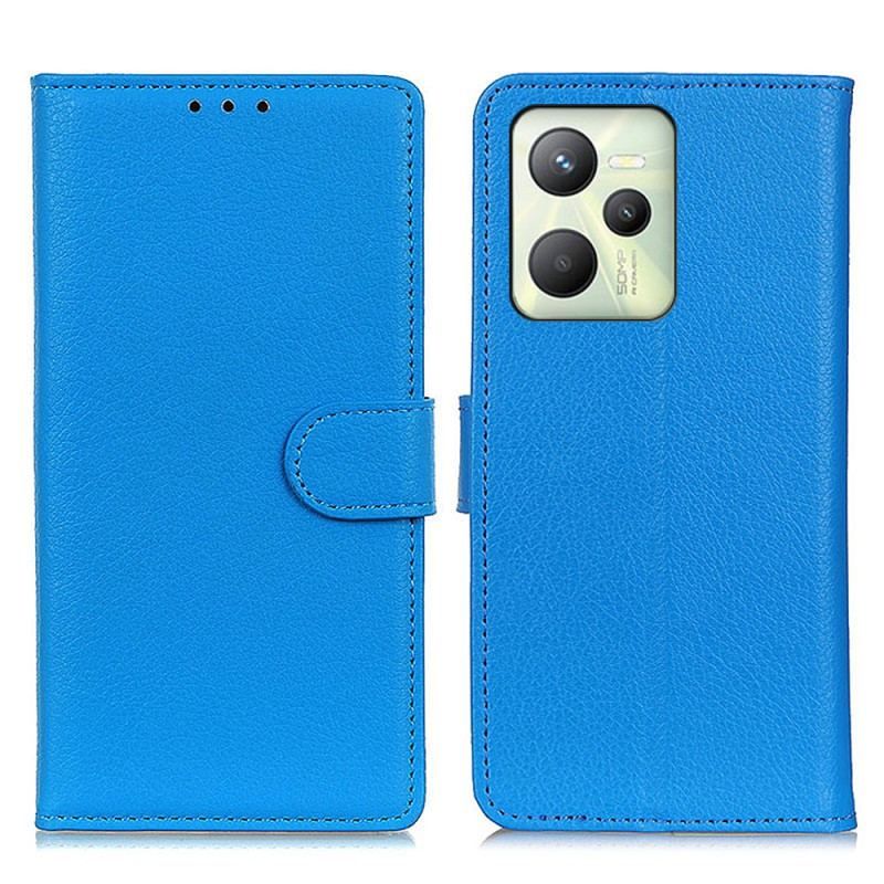 Flip Cover Realme C35 Litchi Tekstur