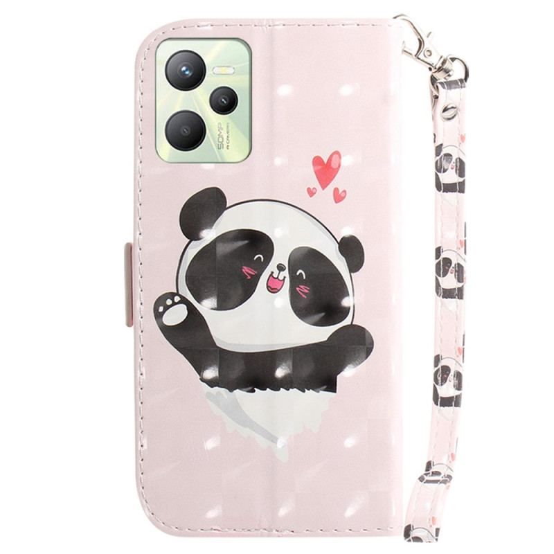 Flip Cover Realme C35 Med Snor Lille Panda Med Rem