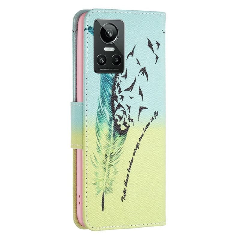 Flip Cover Realme GT Neo 3 Fjer Og Fugle