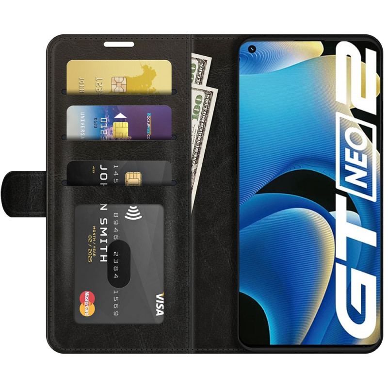 Flip Cover Realme GT Neo 3T / Neo 2 Designer Lædereffekt