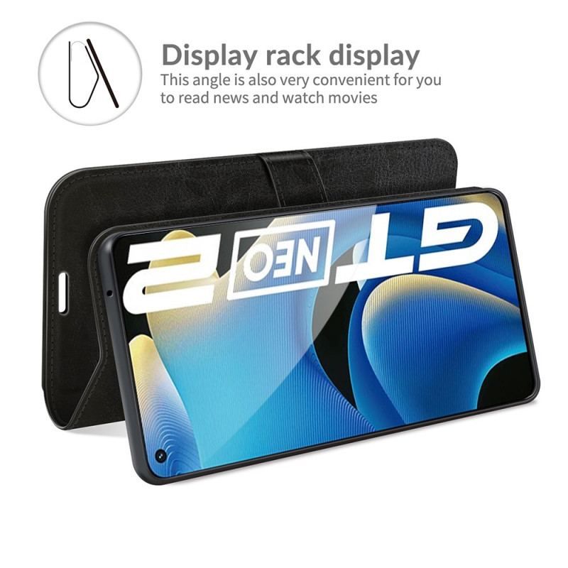 Flip Cover Realme GT Neo 3T / Neo 2 Designer Lædereffekt