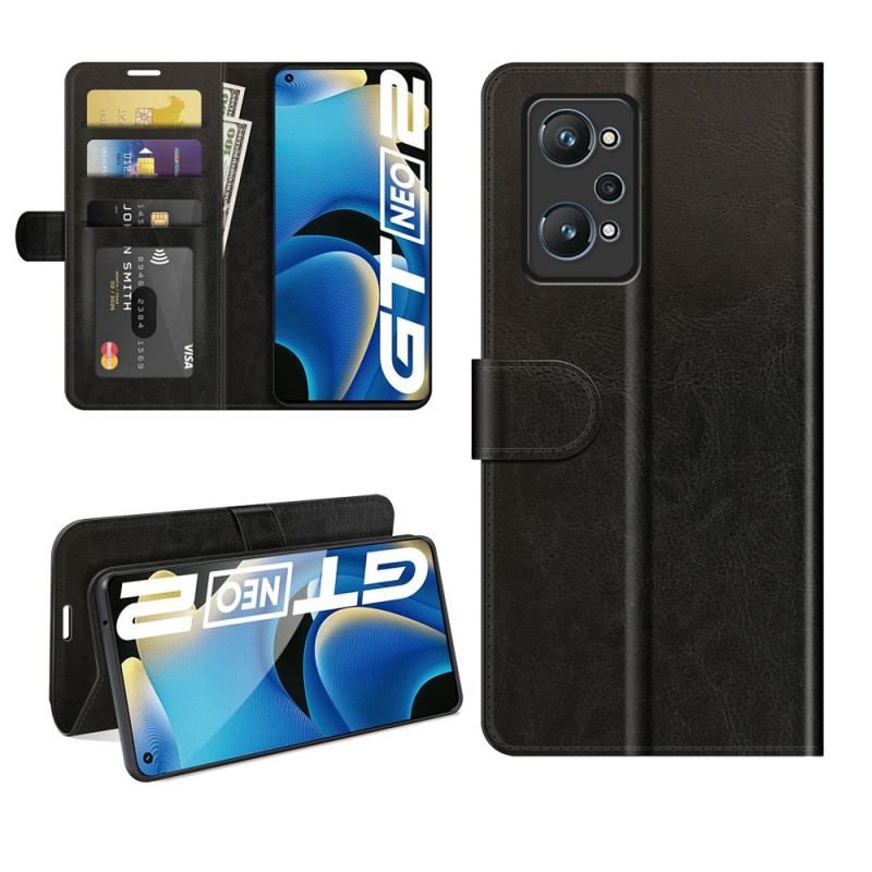 Flip Cover Realme GT Neo 3T / Neo 2 Designer Lædereffekt