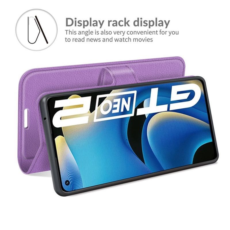 Flip Cover Realme GT Neo 3T / Neo 2 Klassisk Litchi-effekt