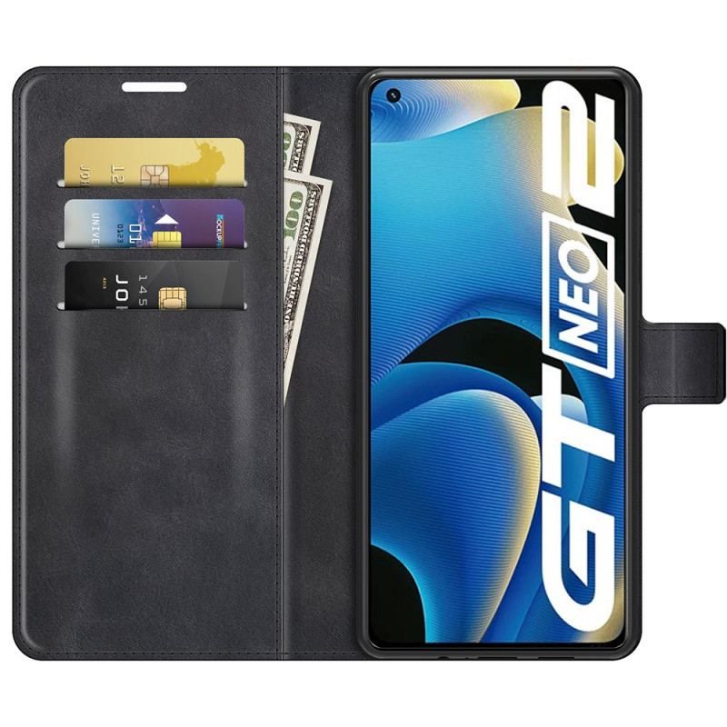 Flip Cover Realme GT Neo 3T / Neo 2 Slank Imiteret Læder